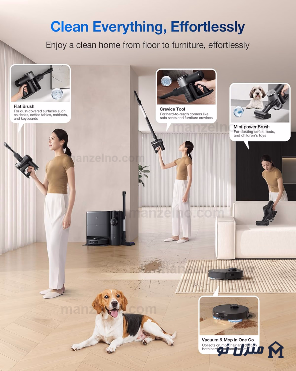  محصول 9 تصویر شماره جارو رباتیک هوشمند برند اکووکس مدل Ecovacs T30 Combo COMPLETE 