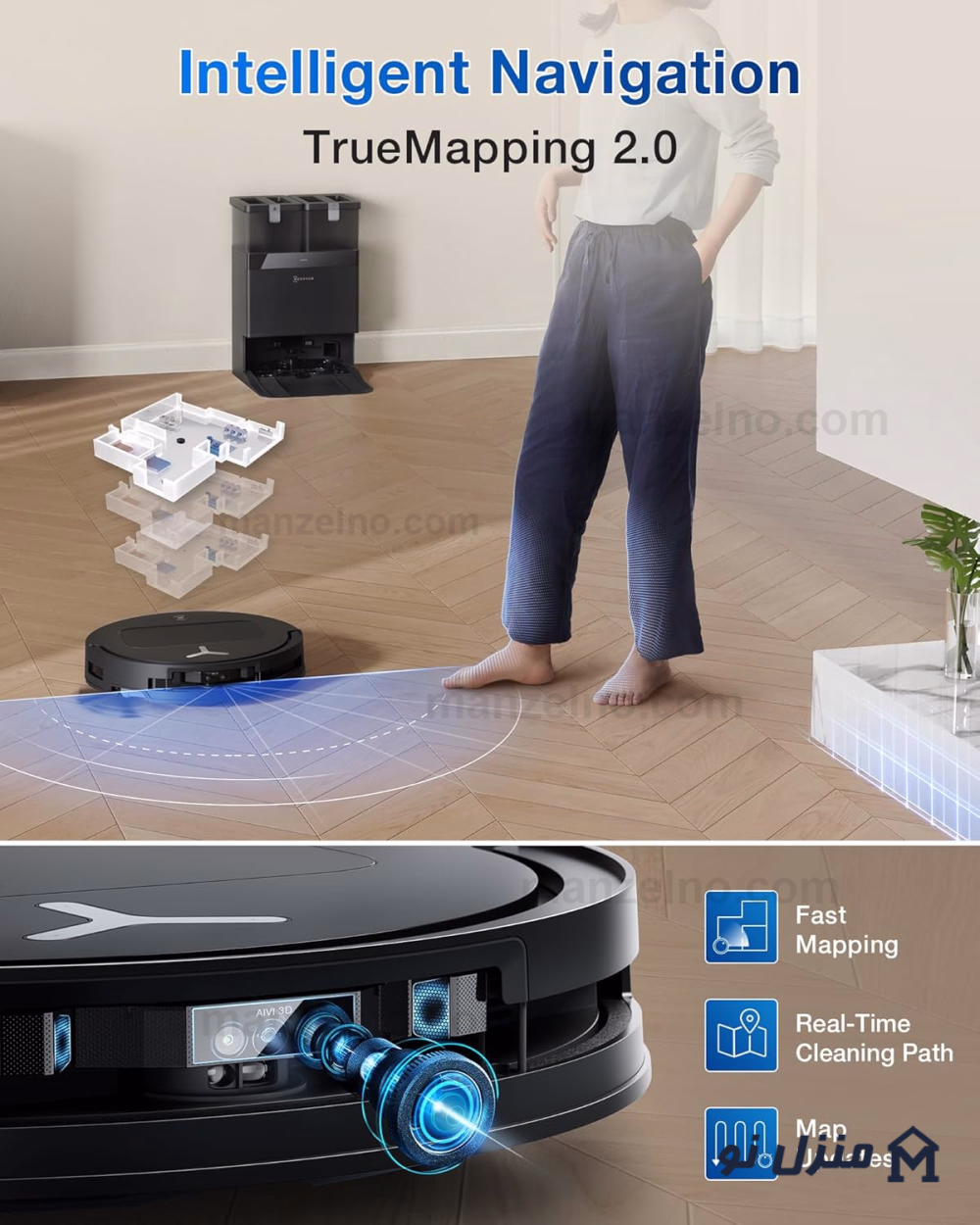 محصول 9 تصویر شماره جارو رباتیک اکووکس Ecovacs T50 Pro Omni 