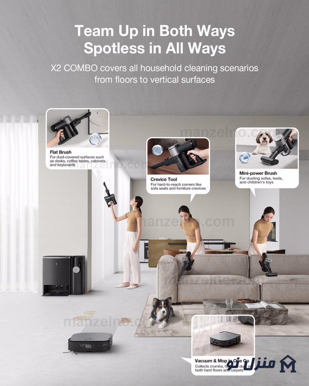  محصول 7 تصویر شماره جاروبرقی رباتیک اکووکس مدل Ecovacs X2 COMBO 