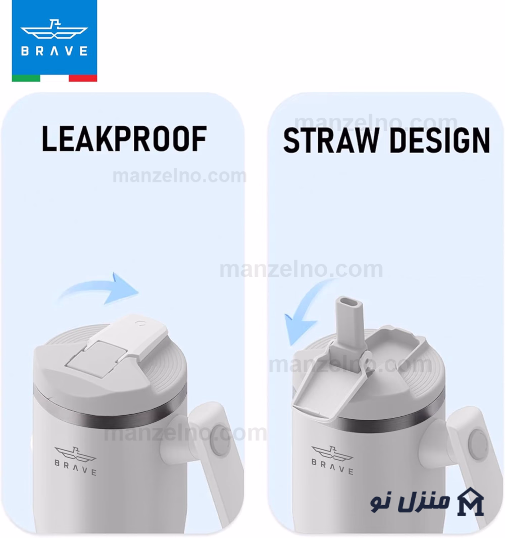  محصول 4 تصویر شماره تروال ماگ مسافرتی عایق حرارتی دوجداره رنگ سفید برند Brave 