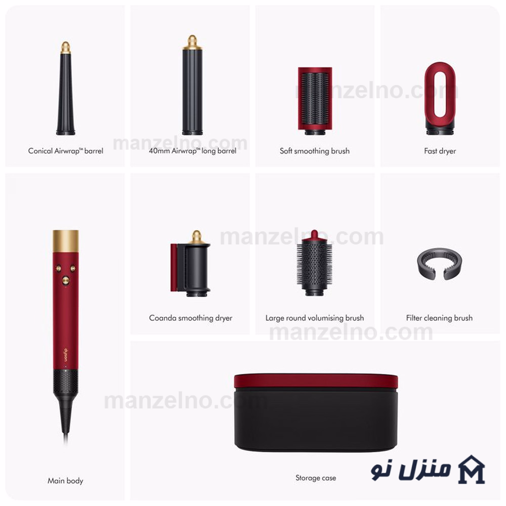  محصول 2 تصویر شماره استایلر ایررپ دایسون مدل Dyson Airwrap HS08 Redvelvet/gold 