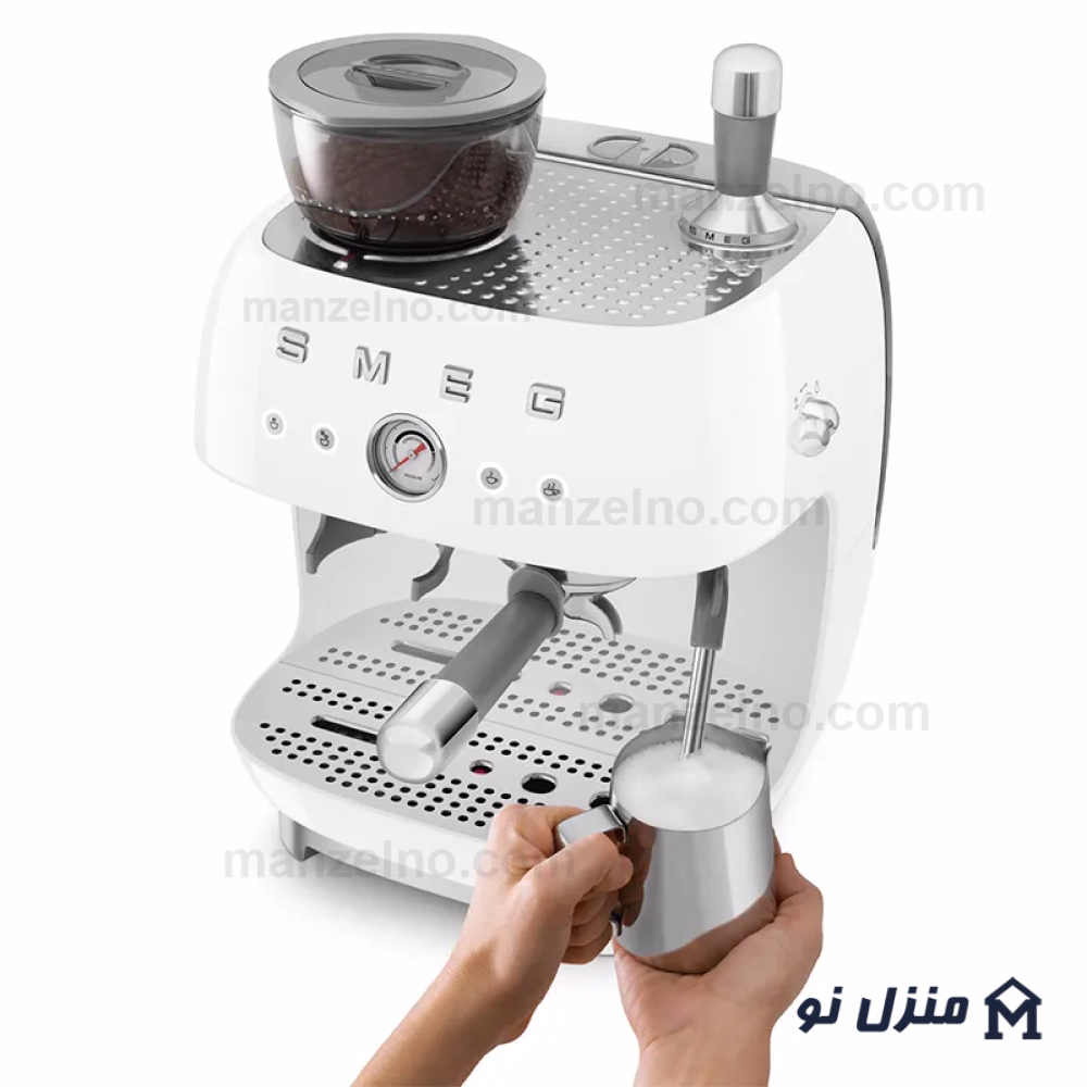  محصول 3 تصویر شماره اسپرسوساز آسیابدار اسمگ رنگ سفید مدل EGF03WH 